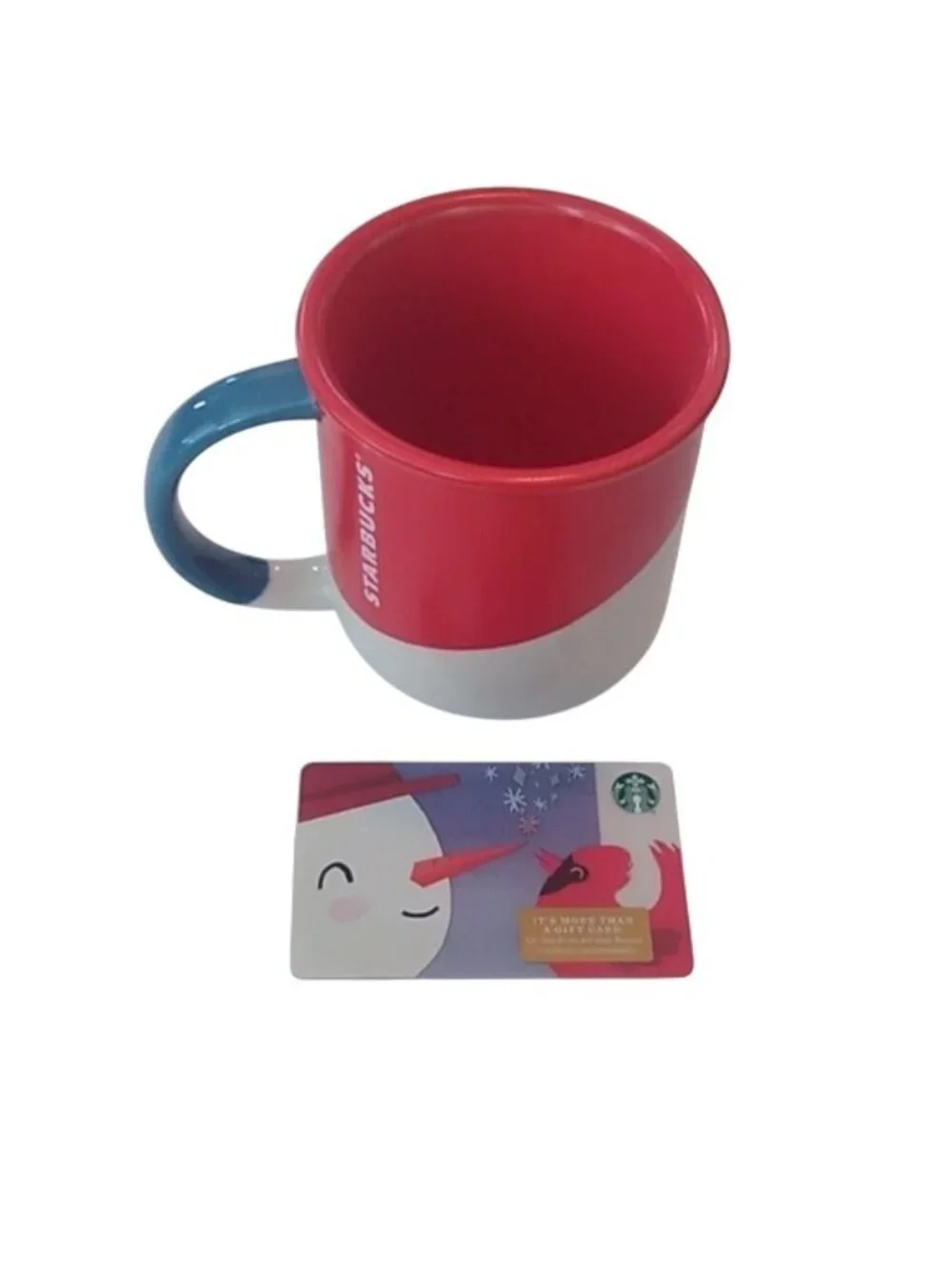 Starbucks Angle Dip Red White Blue  Coffee Tea Mug, 12 oz. + Blank GC